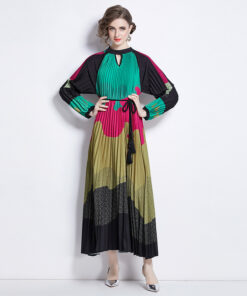 Alternative view of Pleated Tassel Belt Dress Women