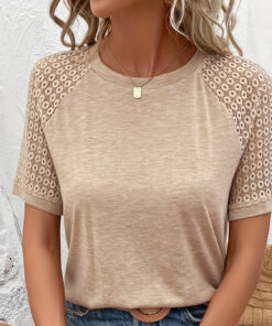 Alternative view of Summer Lace Stitching Women's Casual Short Sleeve