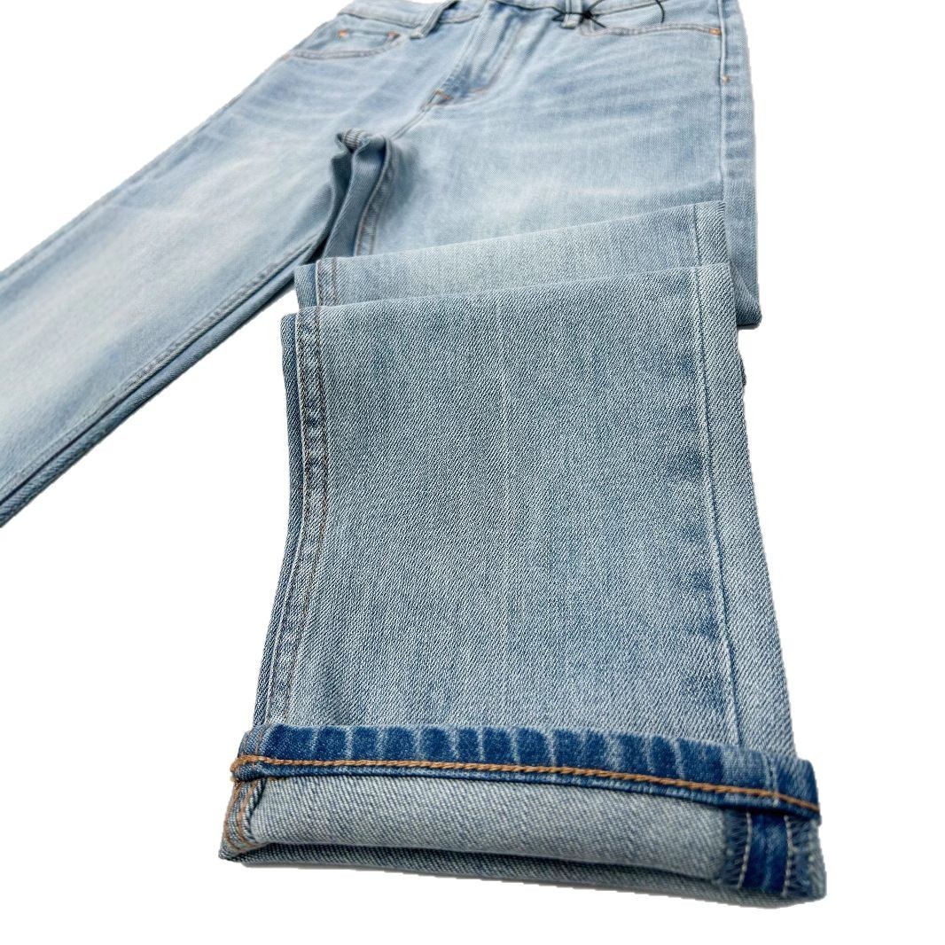 High Waist Light Blue Stretch Slim-fitting Small Straight Cropped Jeans For Women - Image 3