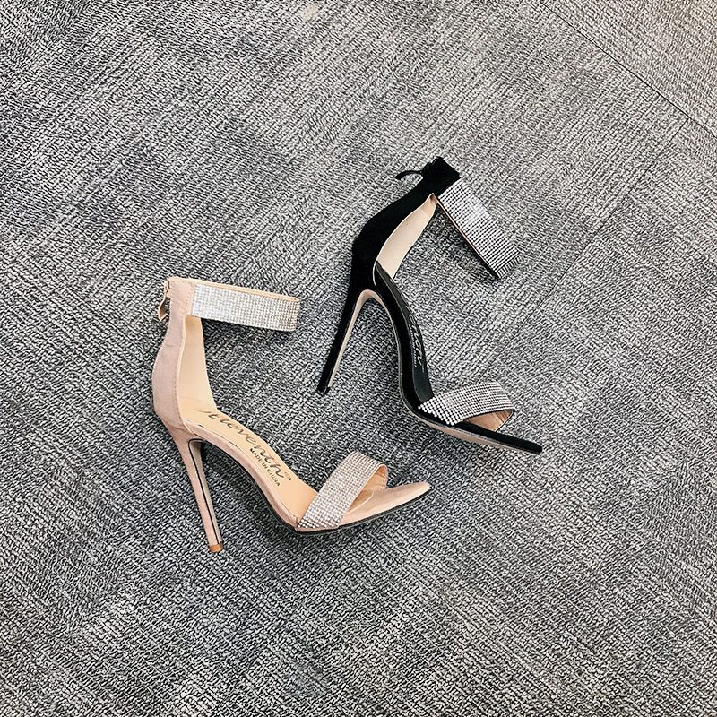 Fish mouth rhinestone high heel women sandals - Image 7