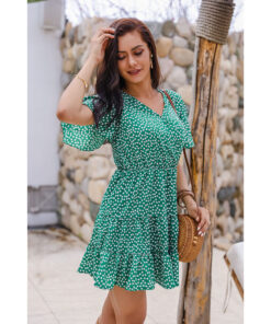 V-neck Printed Dress Women