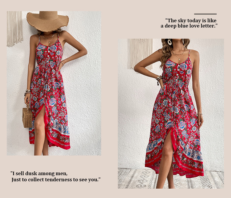 Printed Dress Sling Dress Women - Image 6