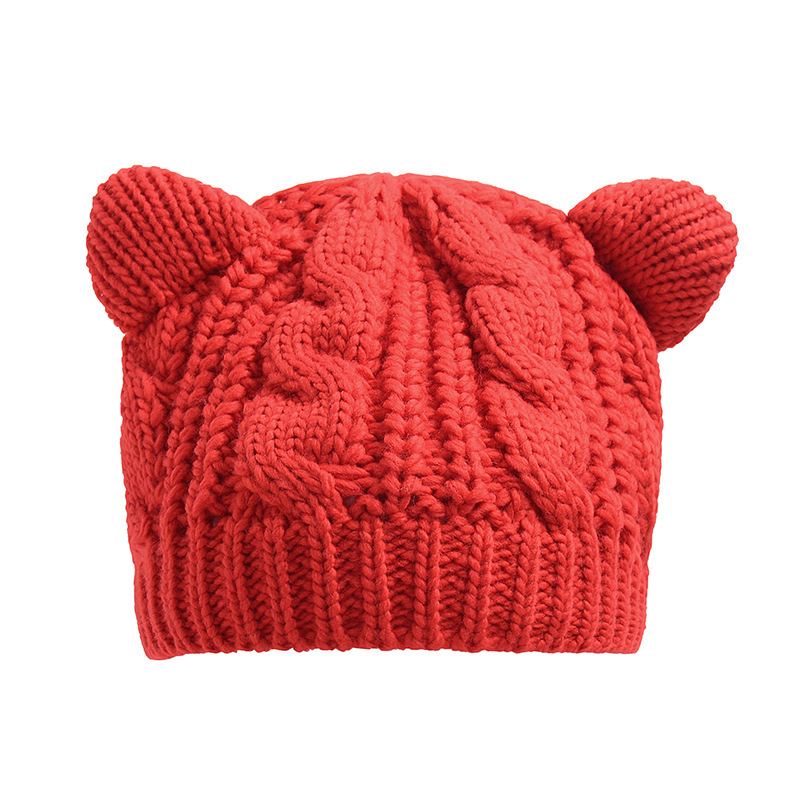 Hand Made 3D Cute Knitted Cat Ear Beanie For Winter - Image 10