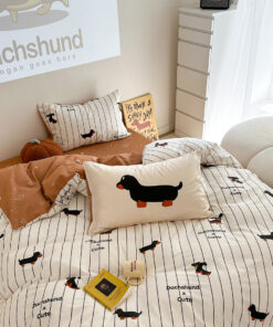 Alternative view of Cartoon Puppy Striped Four-piece Cotton Bedding Set