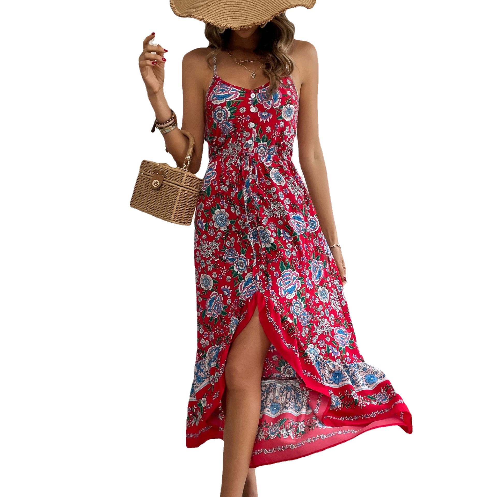 Printed Dress Sling Dress Women - Image 3