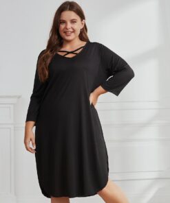 Fashion Casual Loose Long Sleeve Plus Size Dress Women