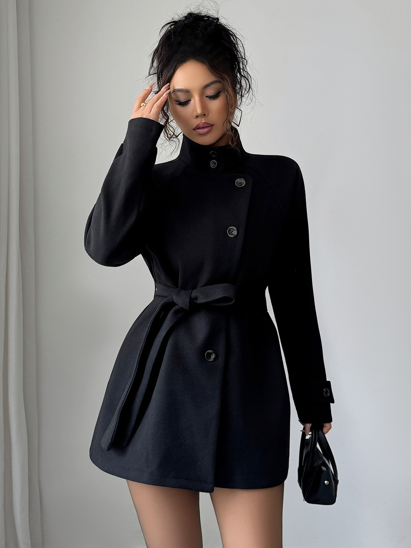 Women's Solid Color Casual Button Long Sleeved Windbreaker Jacket - Image 7