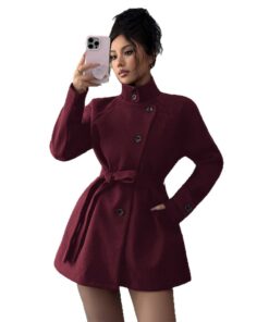 Alternative view of Women's Solid Color Casual Button Long Sleeved Windbreaker Jacket