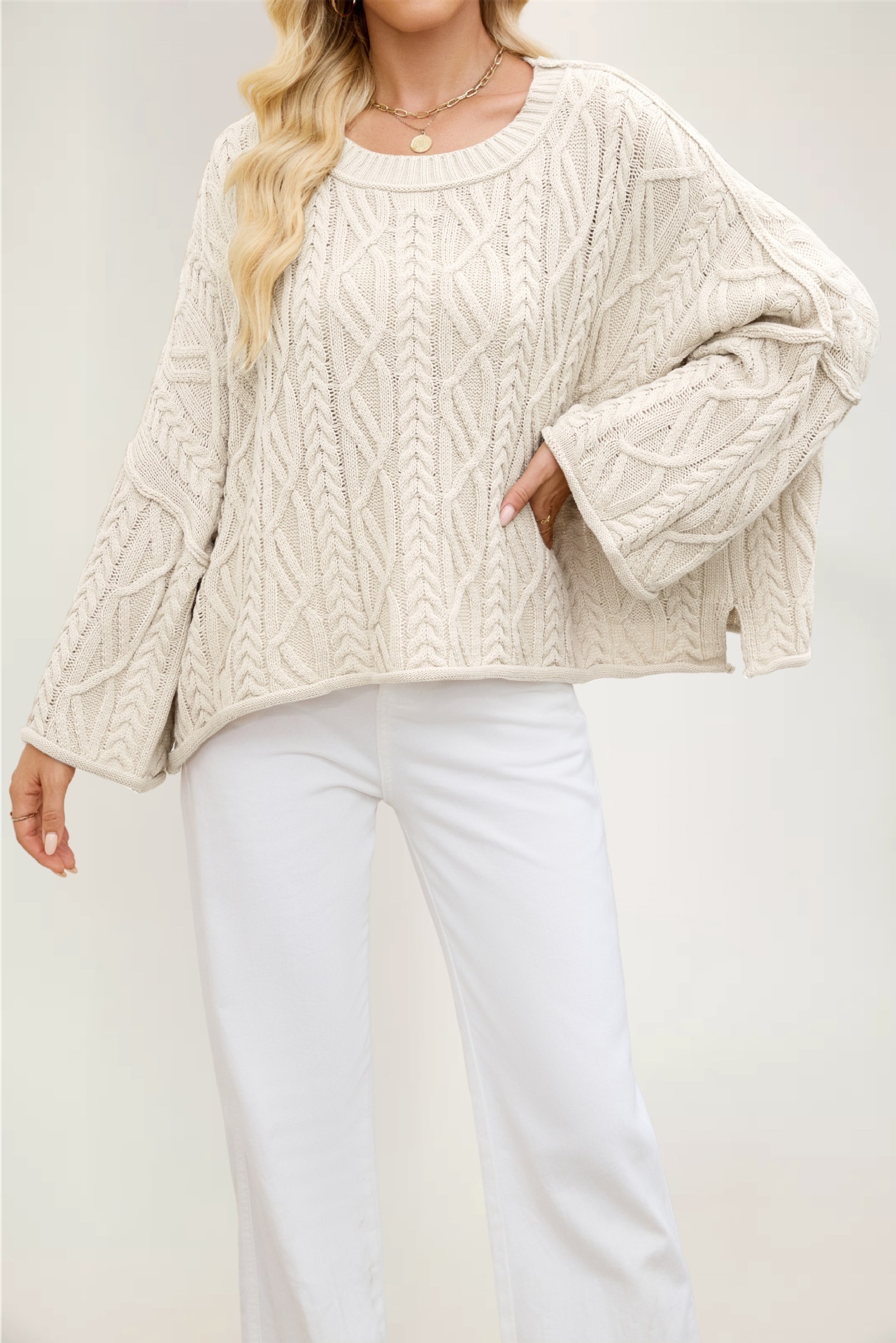 O-neck Solid Color Sweater - Image 7