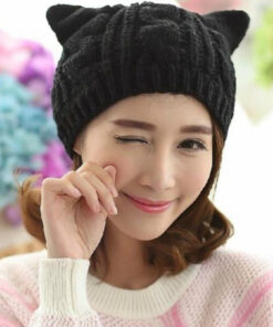 Alternative view of Hand Made 3D Cute Knitted Cat Ear Beanie For Winter