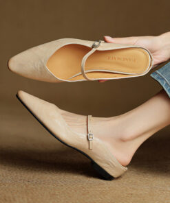 Summer New Women's Closed Toe Cowhide Slippers