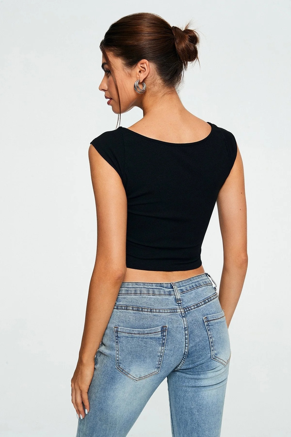 Crop Top Sweetheart Solid Ribbed Sleeveless - Image 7