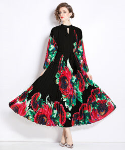 Pleated Tassel Belt Dress Women