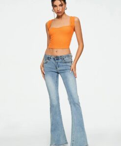 Alternative view of Crop Top Sweetheart Solid Ribbed Sleeveless