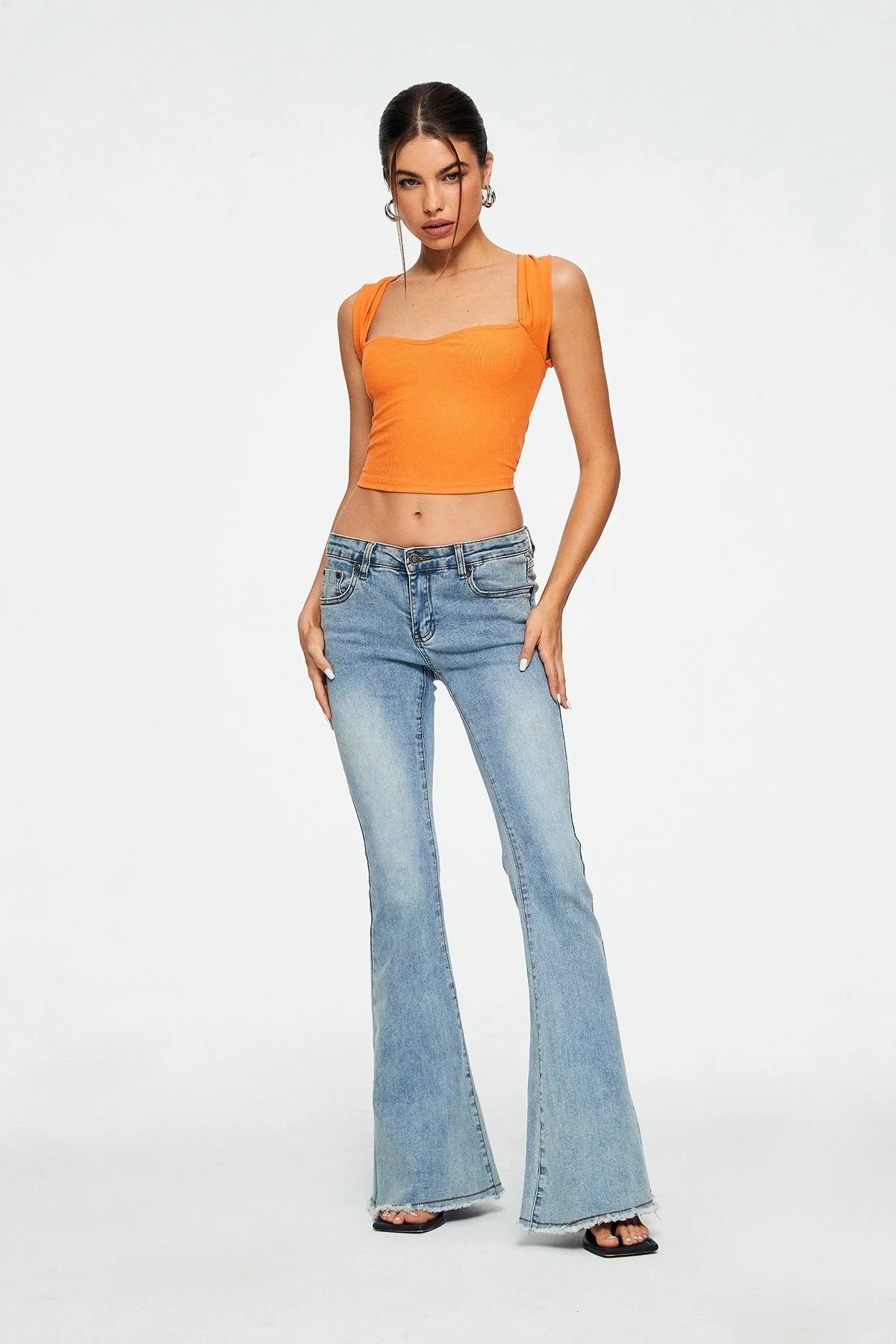 Crop Top Sweetheart Solid Ribbed Sleeveless - Image 2