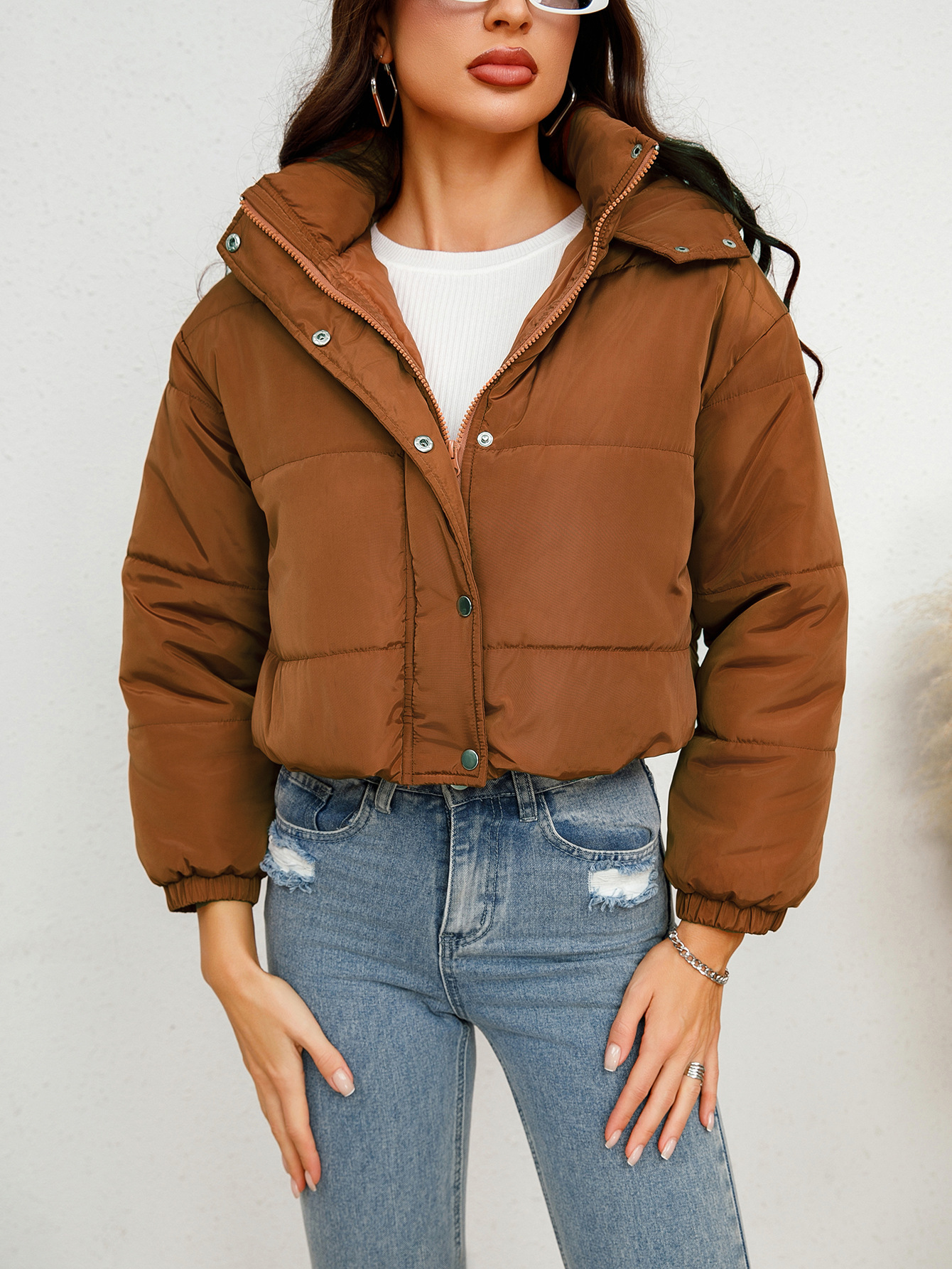 Hooded Short Winter Coat - Image 10