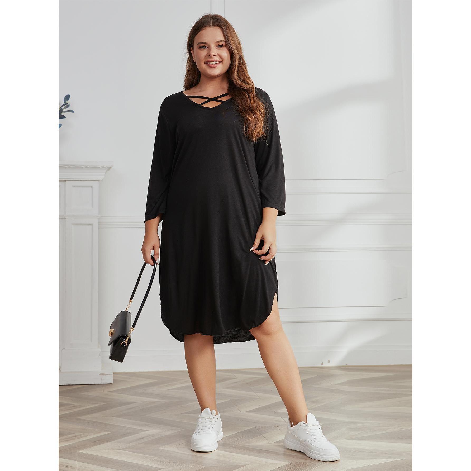 Fashion Casual Loose Long Sleeve Plus Size Dress Women - Image 2