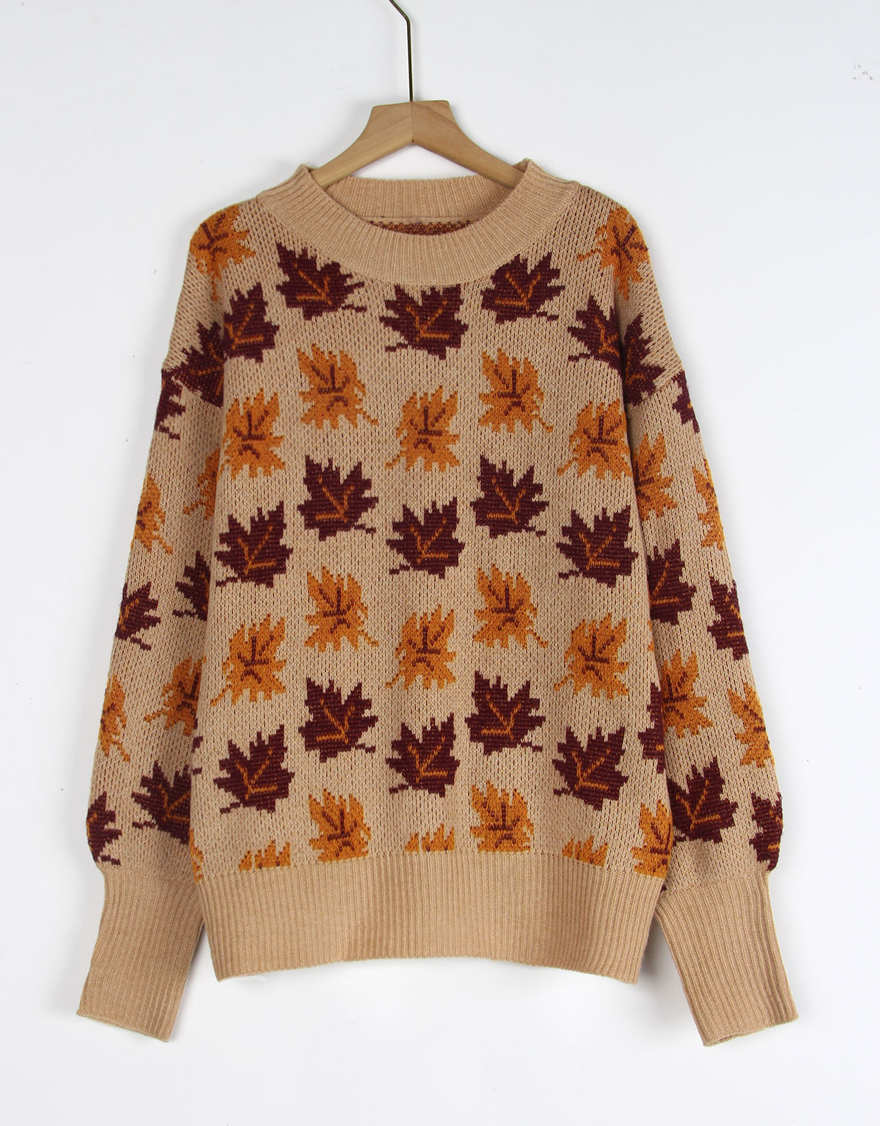 Jacquard Round Neck Pullover Sweater - Image 5