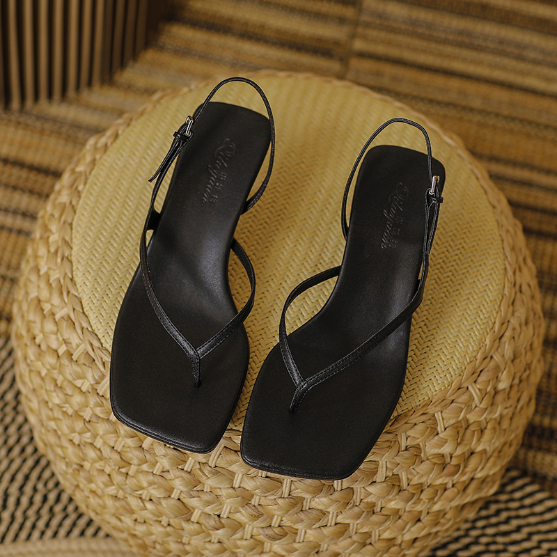 Soft Leather Square Toe High Heel Sandals For Women Summer - Image 8