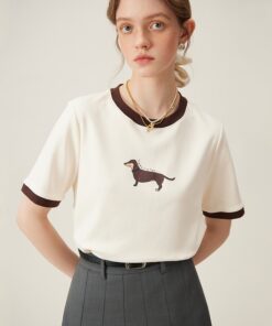 Retro Short Sleeve T-shirt Contrast Color