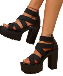 Alternative view of Women's Rubber Open Toe PU Platform High Heel Sandals