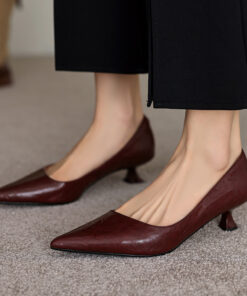 Women's Solid Color French Pointed-toe Mid Heel Shoes