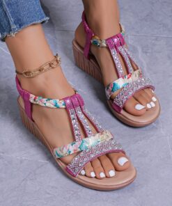 Alternative view of Bohemian Wedge Peep Toe Sandals Women's Fashion Outerwear Elastic Slip-on