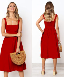 Simple Camisole Backless Dress Women