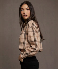 Alternative view of European And American Women's Clothing Short Long Sleeve Plaid Cropped Hot Girl Lapel Shirt