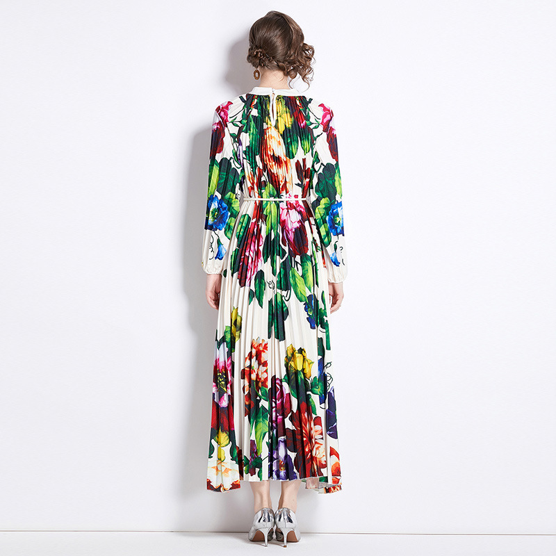 Pleated Tassel Belt Dress Women - Image 5