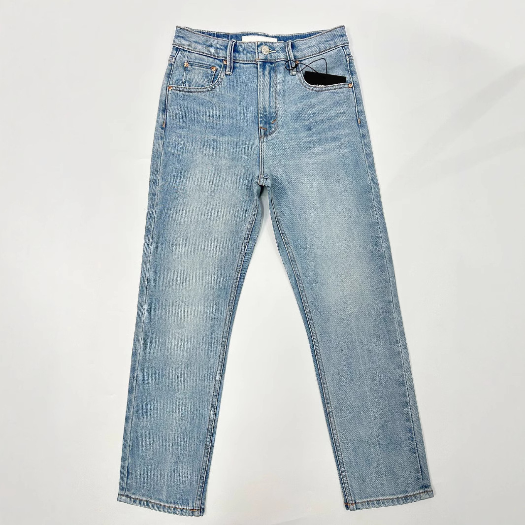 High Waist Light Blue Stretch Slim-fitting Small Straight Cropped Jeans For Women - Image 4