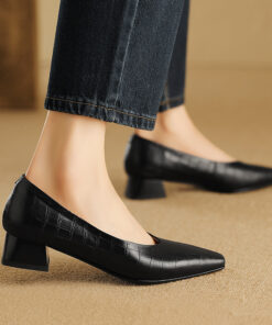Pointed Toe Thick Low Heel Shoes Women