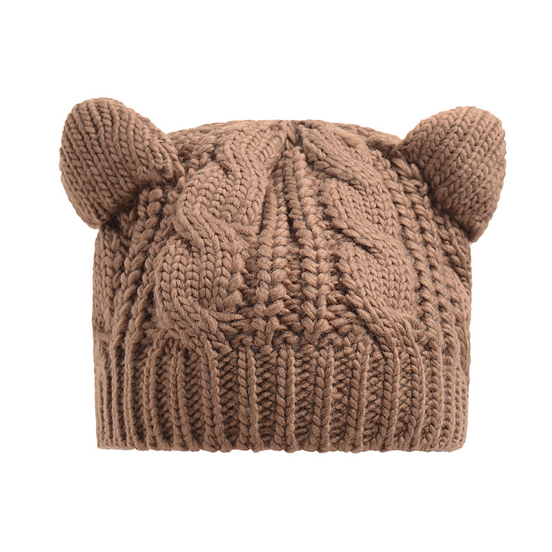 Hand Made 3D Cute Knitted Cat Ear Beanie For Winter - Image 6