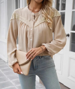 Alternative view of Commuter Lace Patchwork Ruffled Shirt Shirt Long Sleeve