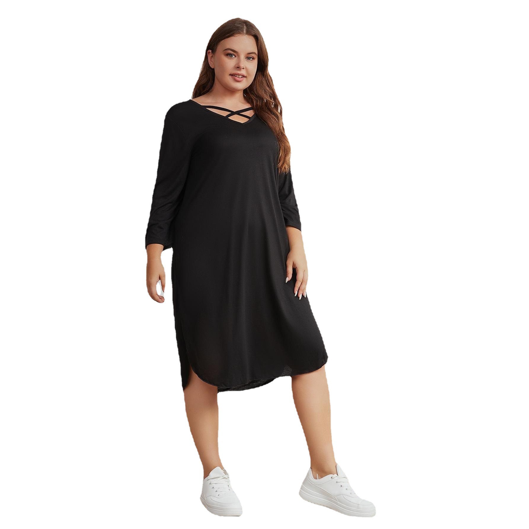 Fashion Casual Loose Long Sleeve Plus Size Dress Women - Image 4