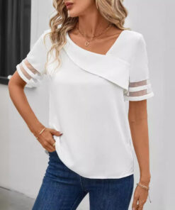Alternative view of Summer Casual Simple Mesh Stitching Short Sleeve Women