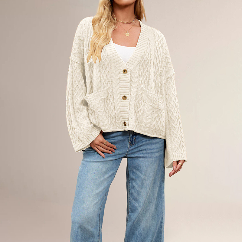 Solid Color Knitted Cardigan - Image 7