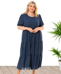 Plus Size Short-sleeve One-piece Dress For Women