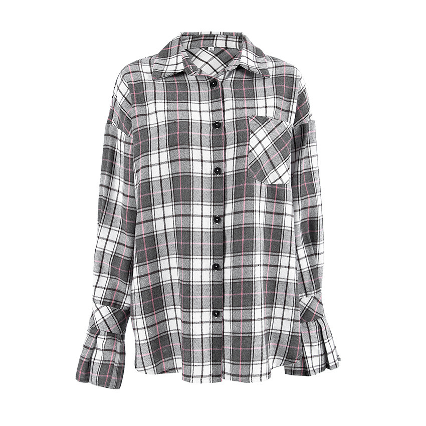 Design Plaid Casual Cotton Loose Shirt - Image 3