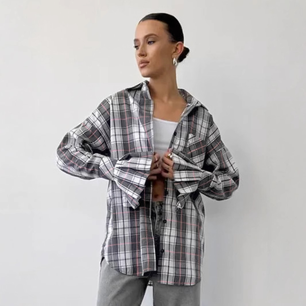 Design Plaid Casual Cotton Loose Shirt - Image 4